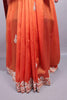 Orange Silk Saree with Floral Zari Embroidered Border Buti Work
