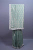 Pastel Green Silk Saree Geometric Weave Floral Zari Embroidered Border 