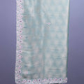 Pastel Green Silk Saree Geometric Weave Floral Zari Embroidered Border