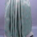Pastel Green Silk Saree Geometric Weave Floral Zari Embroidered Border
