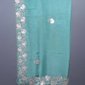 Teal Green Silk Saree Heavy Floral Zari Embroidered Border Buti Work