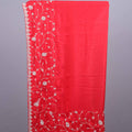 Red Silk Saree with Heavy Silver Zari Floral Embroidered Border