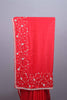 Red Silk Saree with Heavy Silver Zari Floral Embroidered Border