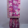 Rani Pink Designer Printed Saree with Traditional Elephant Palace Motif