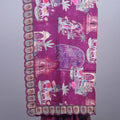 Rani Pink Designer Printed Saree with Traditional Elephant Palace Motif