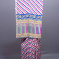 Cream Leheriya Printed Saree Multicolor Designer Embroidered Border 