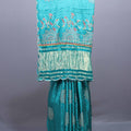 Turquoise Blue Designer Printed Saree with Floral Mandala Motifs 
