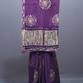 Purple Bandhani Printed Saree Floral Mandala Motifs Designer Border
