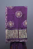 Purple Bandhani Printed Saree Floral Mandala Motifs Designer Border
