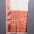 Cream Silk Saree with Orange Zari Woven Border Rich Pallu