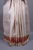 Cream Silk Saree with Orange Zari Woven Border Rich Pallu