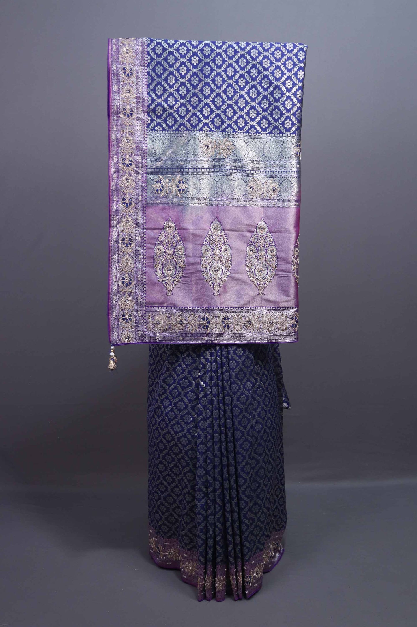 Royal Blue Kanjivaram Silk Saree Zari Weaving Traditional Banarasi Saree 