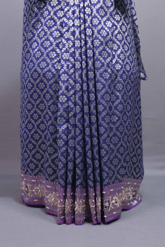 Royal Blue Kanjivaram Silk Saree Zari Weaving Traditional Banarasi Saree