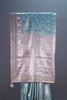 Sea Green Pastel Pink Silk Saree Silver Zari Weaving Heavy Lace Border