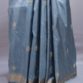 Multicolor Pastel Silk Saree Embroidered Butti Work Tassel Pallu