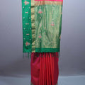 Rani Pink Green Silk Saree Zari Border Floral Embroidery Traditional Saree