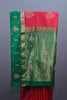 Rani Pink Green Silk Saree Zari Border Floral Embroidery Traditional Saree
