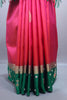 Rani Pink Green Silk Saree Zari Border Floral Embroidery Traditional Saree