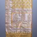 Mustard Yellow Banarasi Silk Saree Silver Zari Weaving Heavy Designer Border