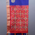 Royal Blue Silk Saree Red Patola Design Pallu Zari Traditional Saree