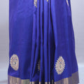 Royal Blue Silk Saree Red Patola Design Pallu Zari Traditional Saree