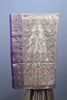 Beige Silk Saree with Multicolor Embroidery Purple Designer Border