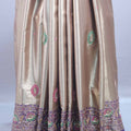 Beige Silk Saree with Multicolor Embroidery Purple Designer Border