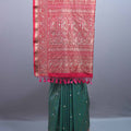 Green Red Banarasi Silk Saree with Intricate Zari Work and Tassel Pallu 