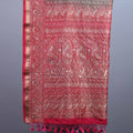 Green Red Banarasi Silk Saree with Intricate Zari Work and Tassel Pallu
