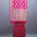 Hot Pink Banarasi Silk Saree with ari Floral Weaving and Heavy Border 