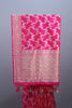 Hot Pink Banarasi Silk Saree with ari Floral Weaving and Heavy Border
