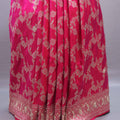 Hot Pink Banarasi Silk Saree with ari Floral Weaving and Heavy Border