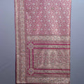 Rose Pink Banarasi Silk Saree with Zari Weaving, Heavy Traditional Pallu