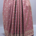 Rose Pink Banarasi Silk Saree with Zari Weaving, Heavy Traditional Pallu