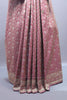 Rose Pink Banarasi Silk Saree with Zari Weaving, Heavy Traditional Pallu