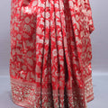 Red Banarasi Silk Saree Rich Floral Zari Weaving Heavy Traditional Pallu