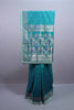 Teal Green Banarasi Silk Saree with Silver Zari Floral Weaving Rich Border