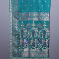 Teal Green Banarasi Silk Saree with Silver Zari Floral Weaving Rich Border