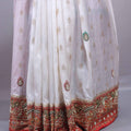 White Red Banarasi Silk Saree with Heavy Zari Woven Border