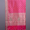 Hot Pink Banarasi Silk Saree with Silver Zari Buti Work Designer Border