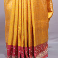 Yellow Banarasi Silk Saree with Zari Floral Weaving Rich Border