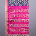 Pink Navy Blue Patola Silk Saree with Ikat Print Zari Lace Border