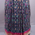 Pink Navy Blue Patola Silk Saree with Ikat Print Zari Lace Border