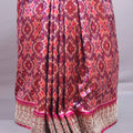 Rani Pink Purple Patola Silk Saree Ikat Weaving Heavy Zari Border