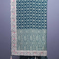 Teal Green Designer Silk Saree with Heavy Silver Zari Paisley Border