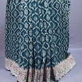 Teal Green Designer Silk Saree with Heavy Silver Zari Paisley Border