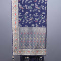 Royal Blue Silk Saree with Silver Zari Border Floral Motifs Saree
