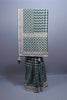 Teal Green Designer Silk Saree Silver Zari Border Geometric Weave Pattern