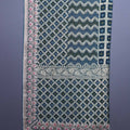Teal Green Designer Silk Saree Silver Zari Border Geometric Weave Pattern