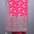 Rani Pink Banarasi Silk Saree Heavy Zari Border Floral Weaving Saree